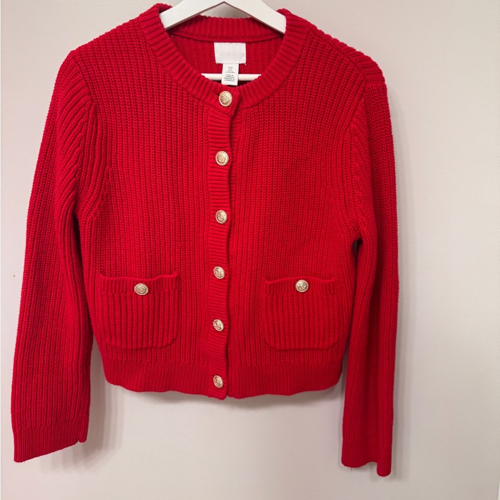 H&M Red Women's Cardigan Sweater